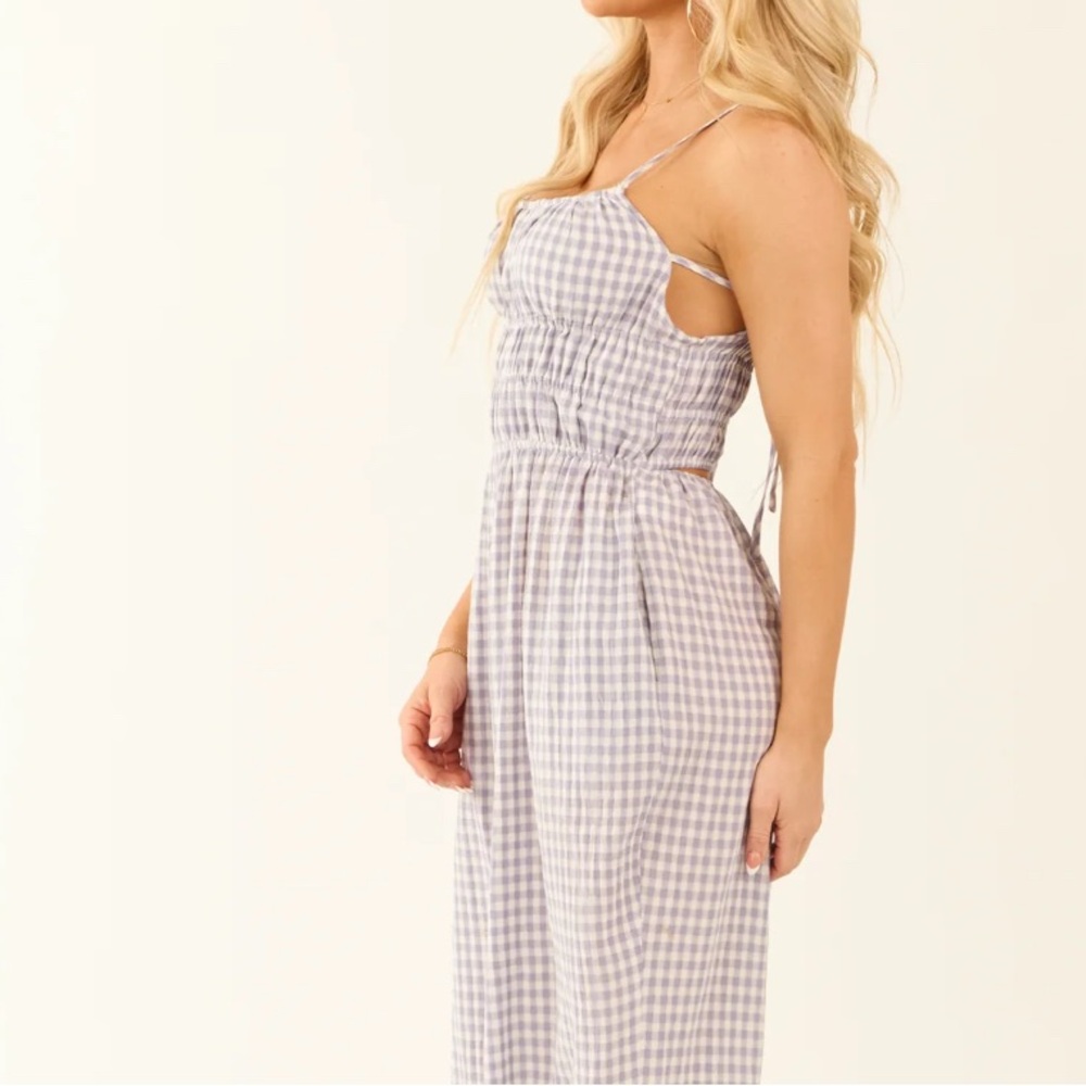 Blue and White Gingham Jumpsuit - Picture 9 of 10